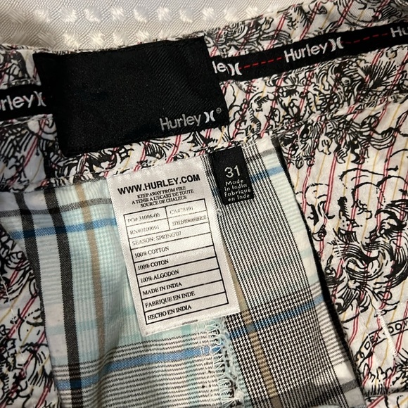 HURLEY PLAID SHORTS 100% COTTON 31 - Picture 2 of 7